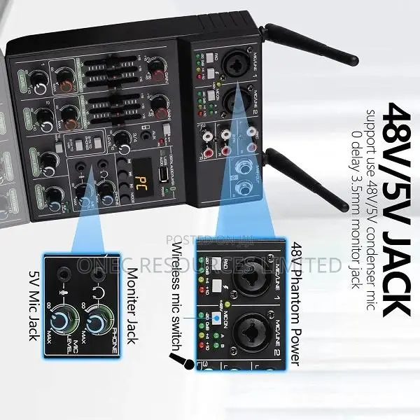 Professional 4 Channel Audio Mixer