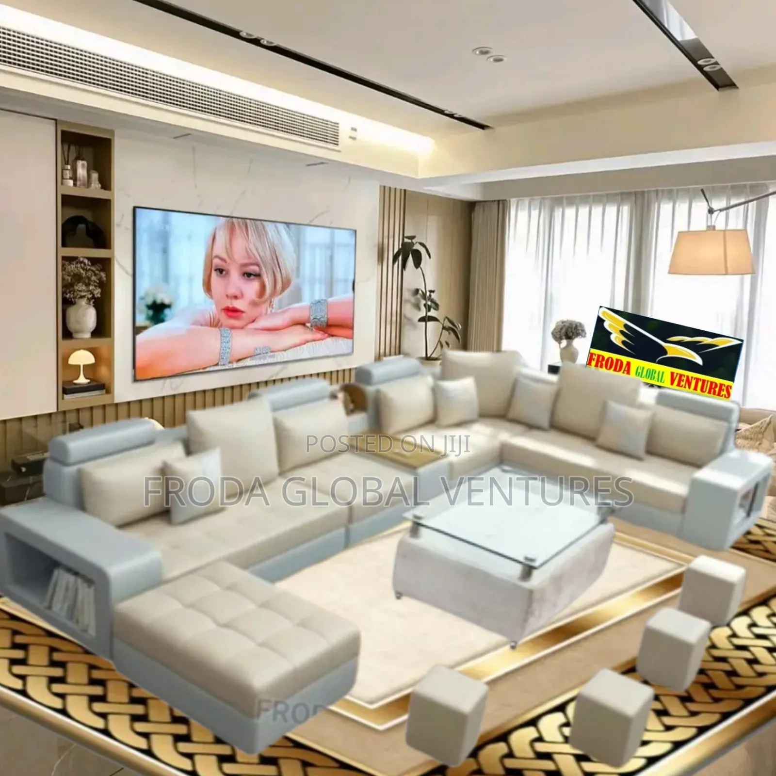 El-Classico Set of U-Shape Sofa Chairs and Table,Side Stools
