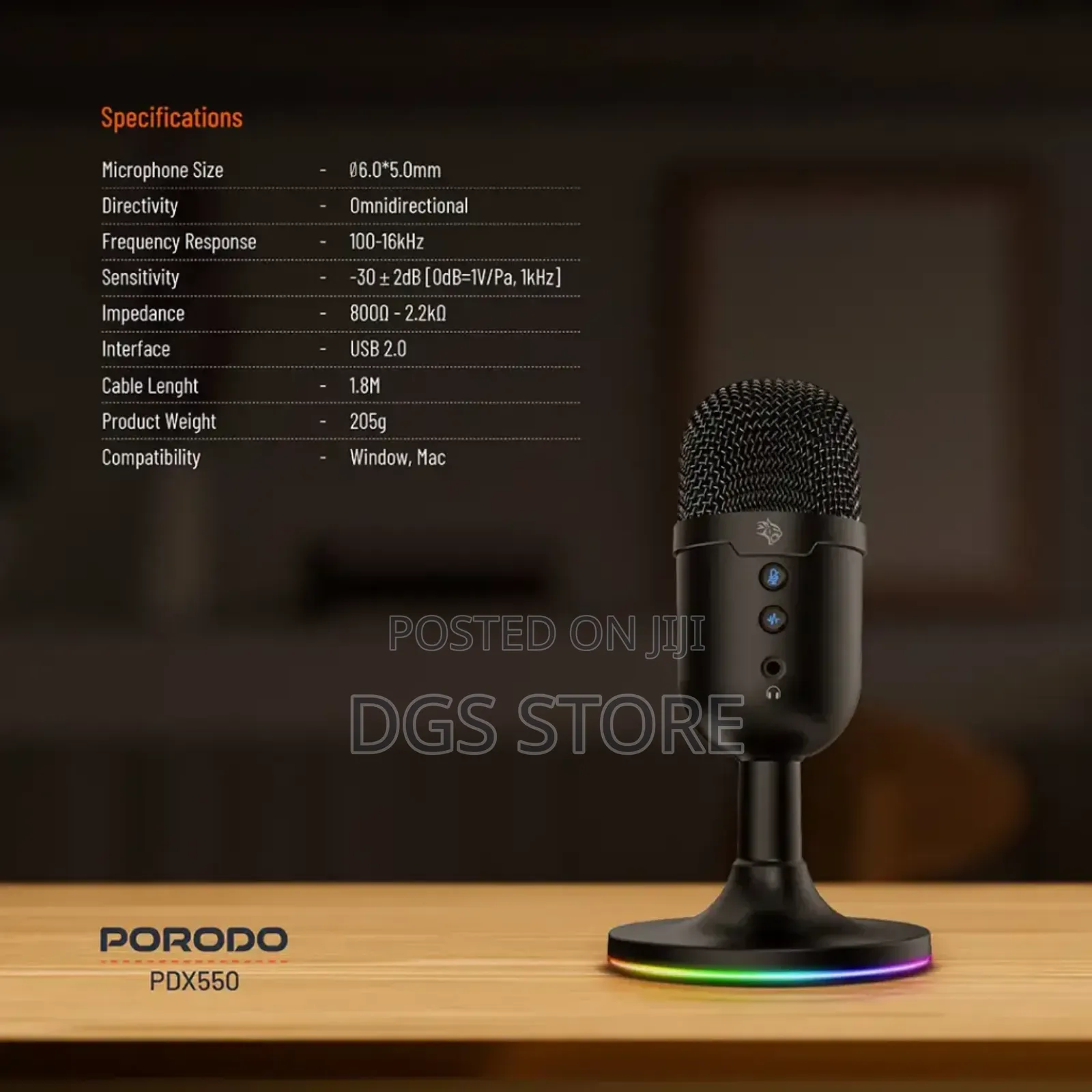 Porodo PDX550 Omni Direction USB Microphone