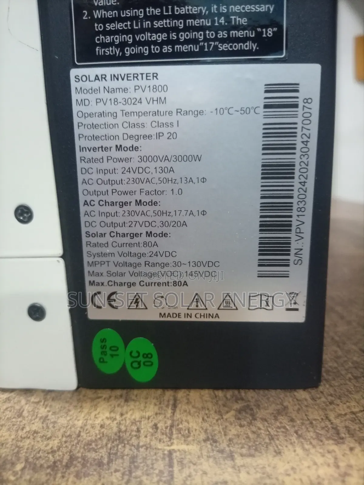 Must Inverter 3kva 24v With Warranty