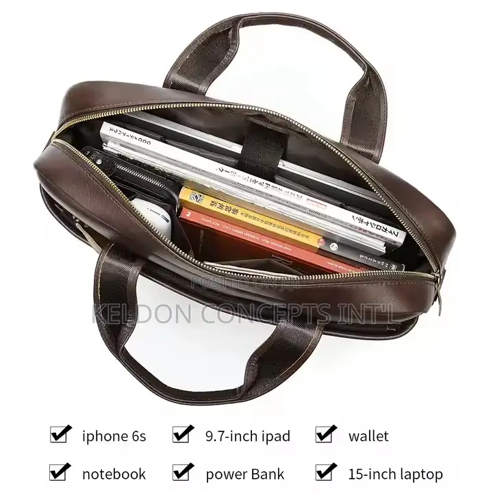 Vintage Luxury Leather 15.6in Business Laptop Bag MOQ: 50PCS