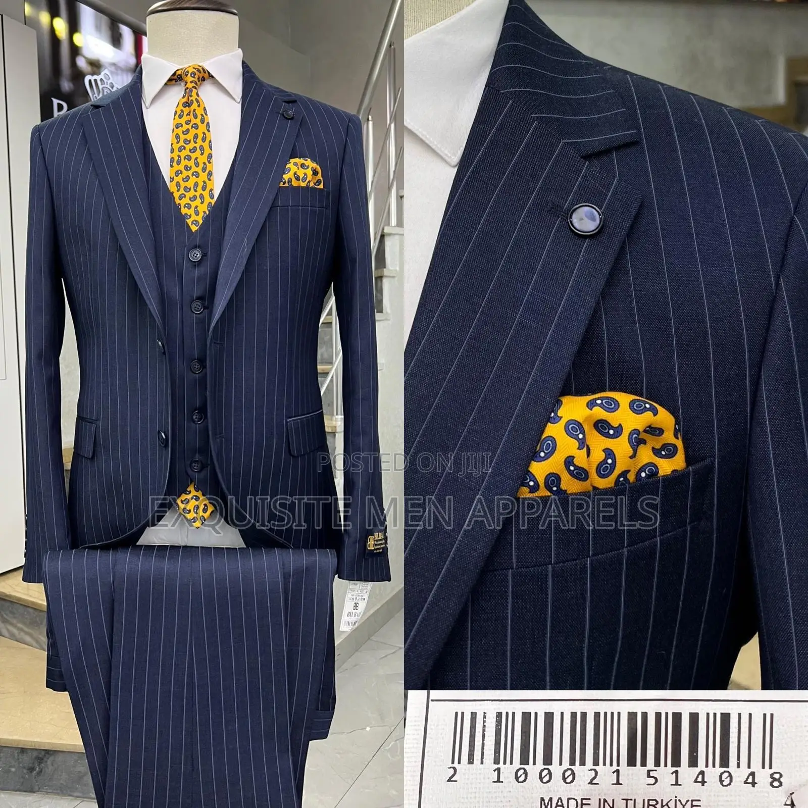 Quality Ramzotti Double 2 Buttons Stripe Turkish Men’S Suit