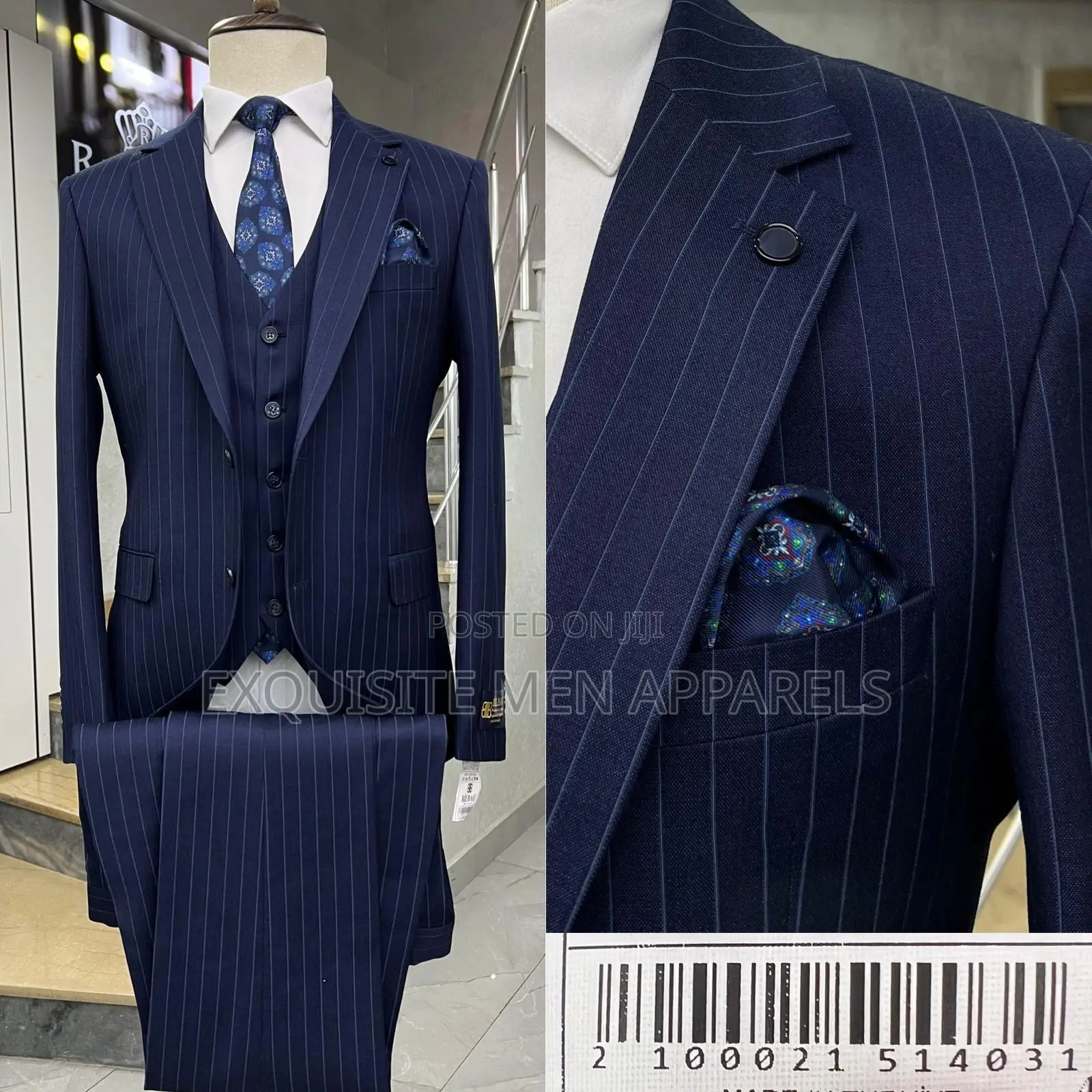 Quality Ramzotti Double 2 Buttons Stripe Turkish Men’S Suit