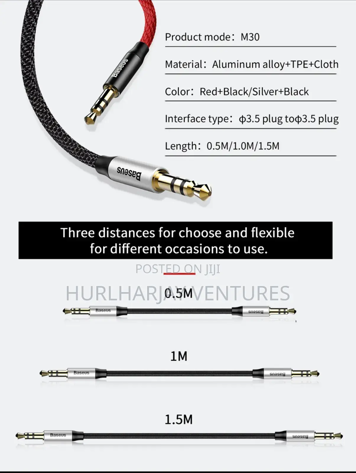 1.5m Baseus 3.5mm Aux Cable