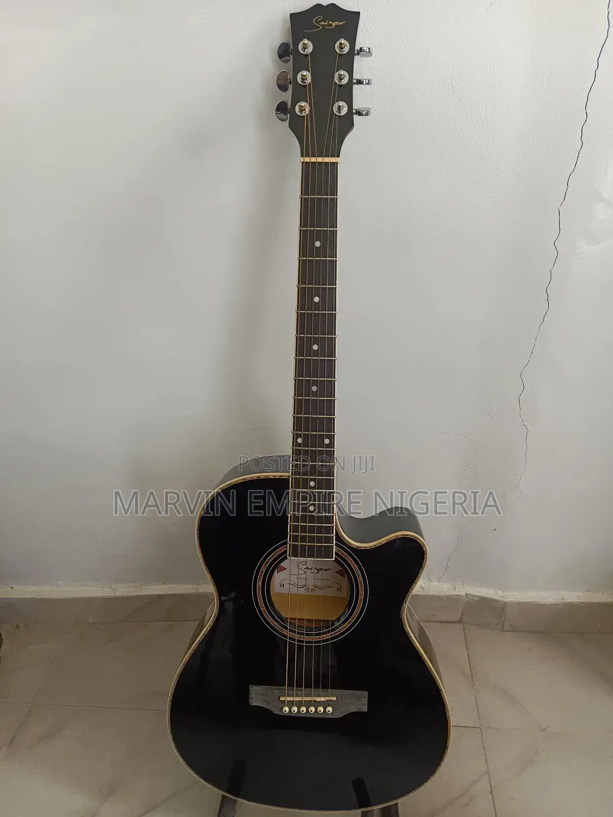 Smiger Electro Acoustic Guitar_ Blue Semi_ Free Bag Strap