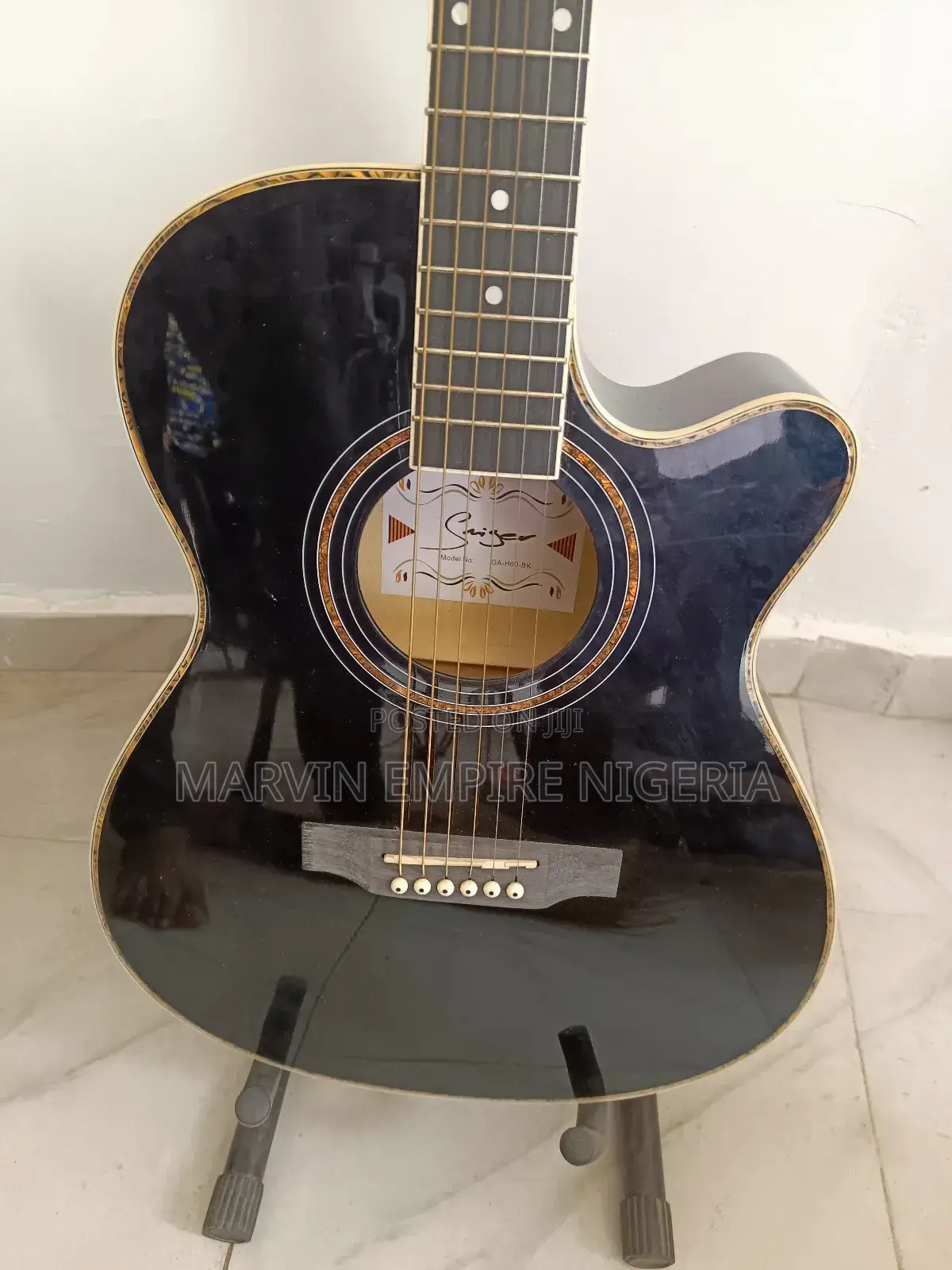 Smiger Electro Acoustic Guitar_ Blue Semi_ Free Bag Strap