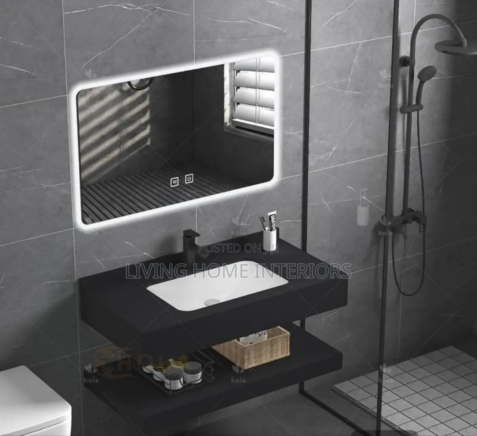 Luxury Black Bathroom and Dining Cabinet Basin