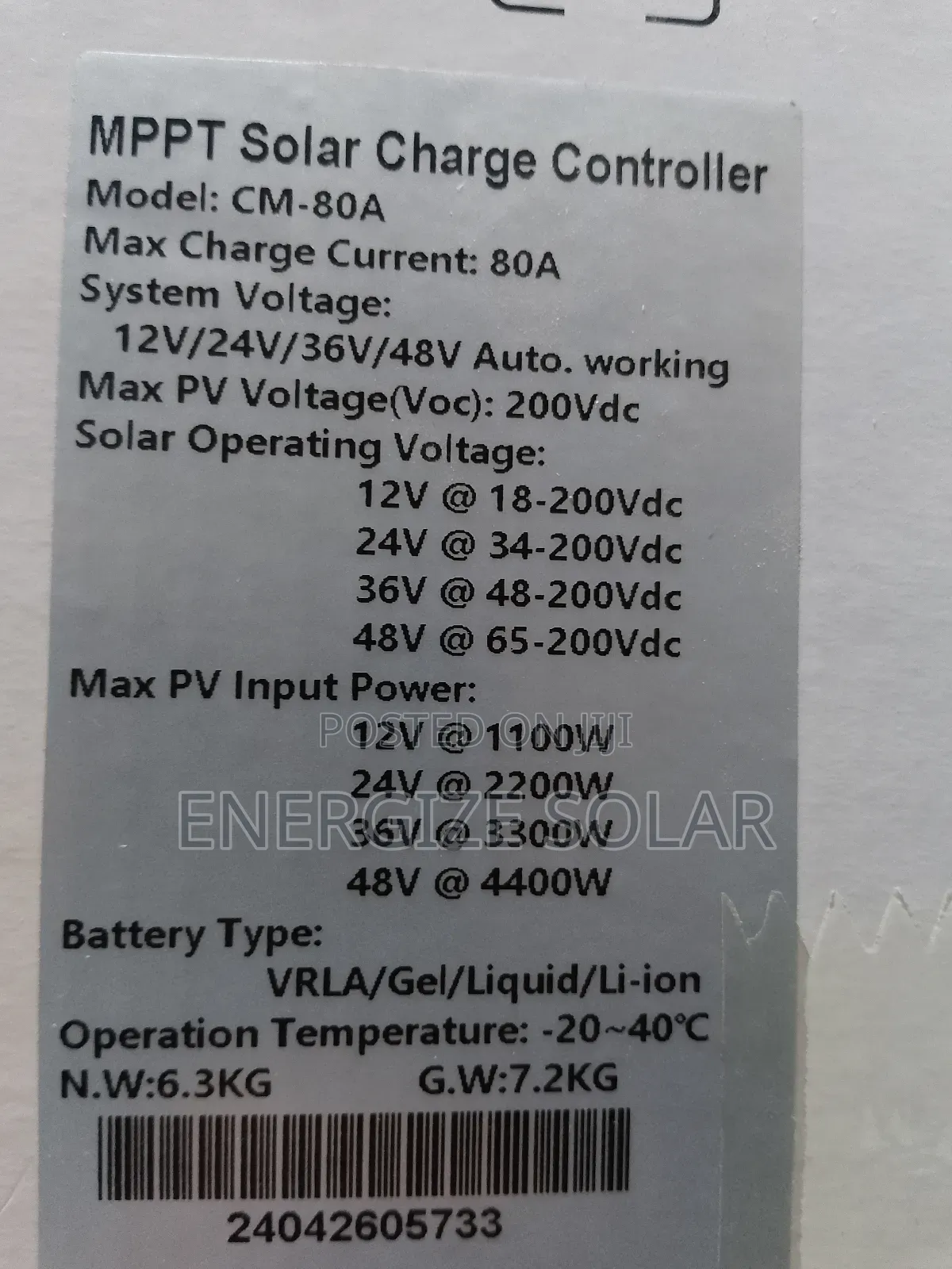 80a MPPT Diamond Solar Charger
