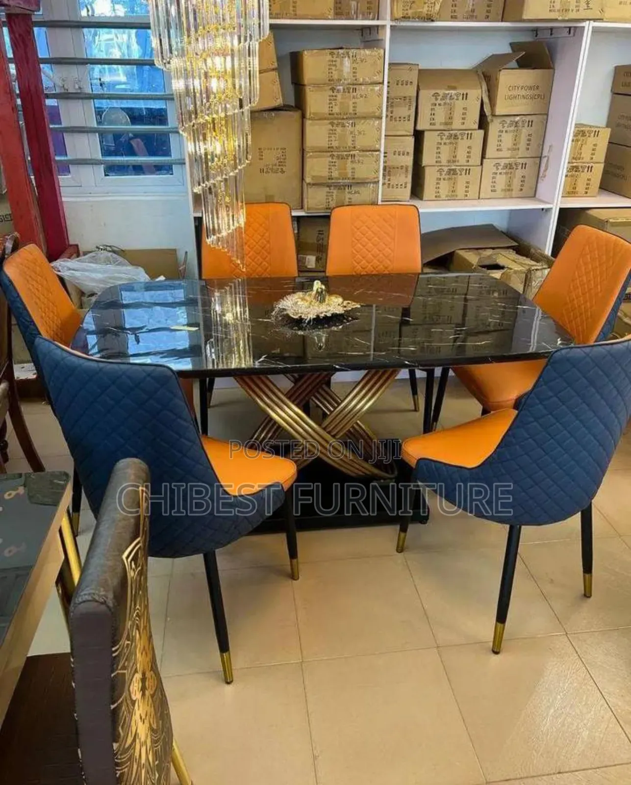 Luxury 6 Seaters Executive Leather Chairs With a Marble Top