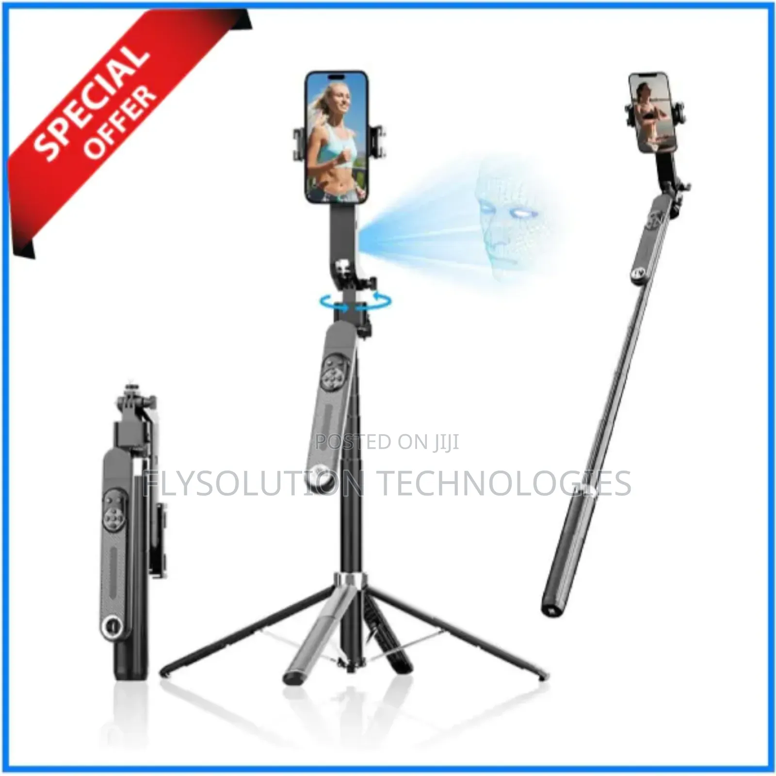 Q515tk | Extendable Face Tracking Gimbal Selfie Stick –Black