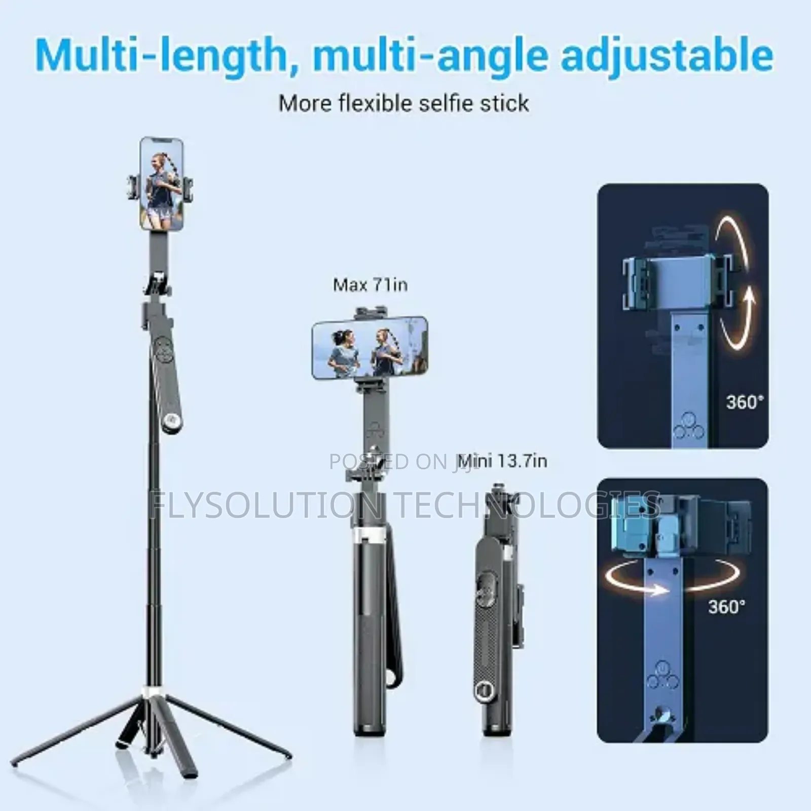 Q515tk | Extendable Face Tracking Gimbal Selfie Stick –Black