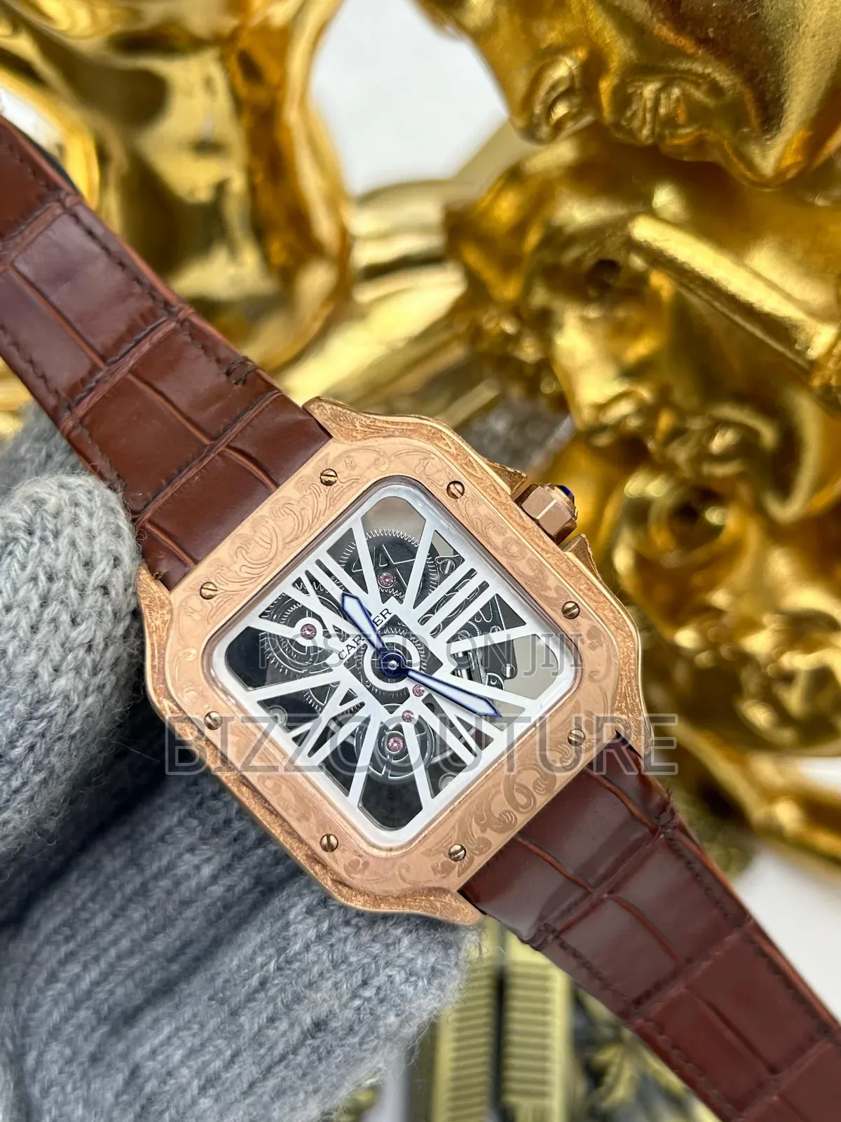 Original Cartier Brown Leather Strap Watch Available.