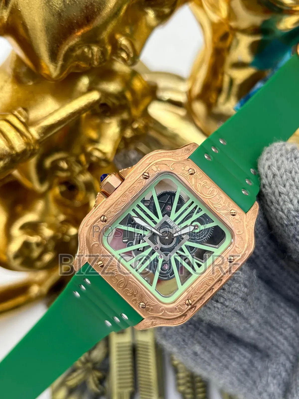 Original Cartier Green Color Strap Watch Available in Store
