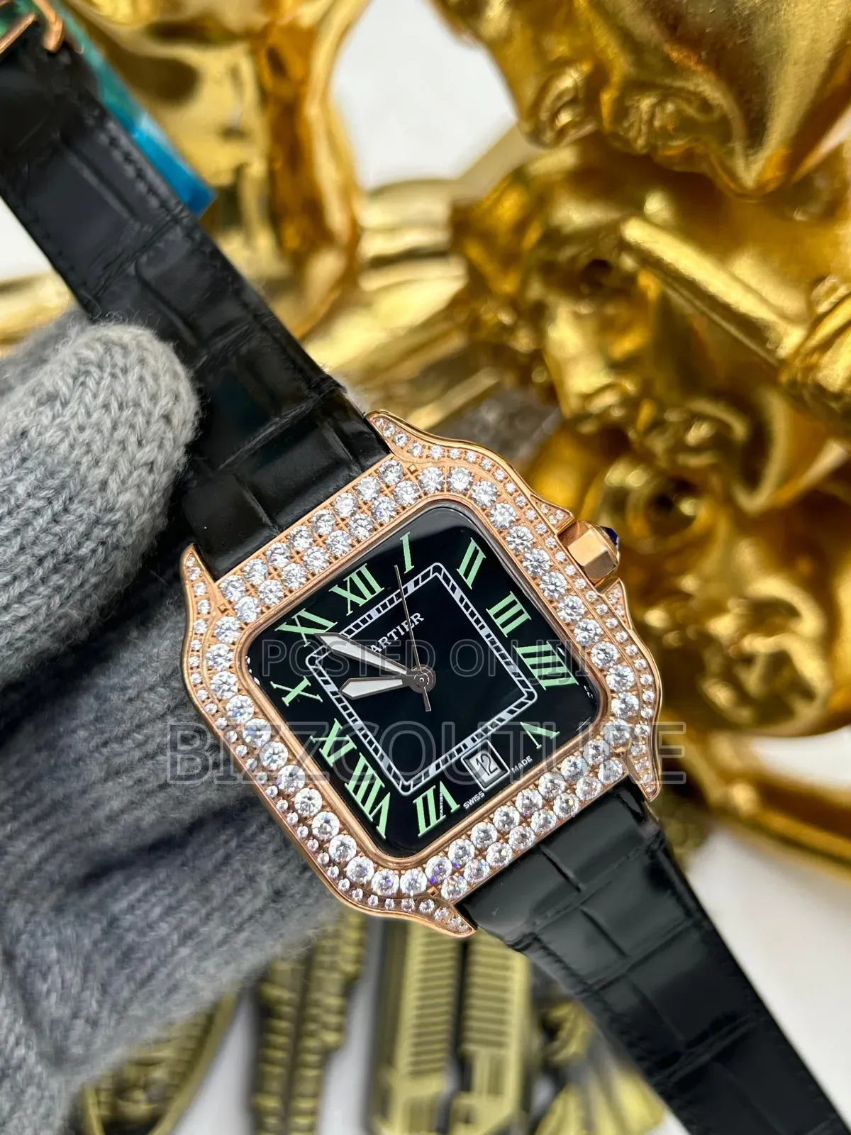 Original Cartier Black Strap Watch Is Available in Store