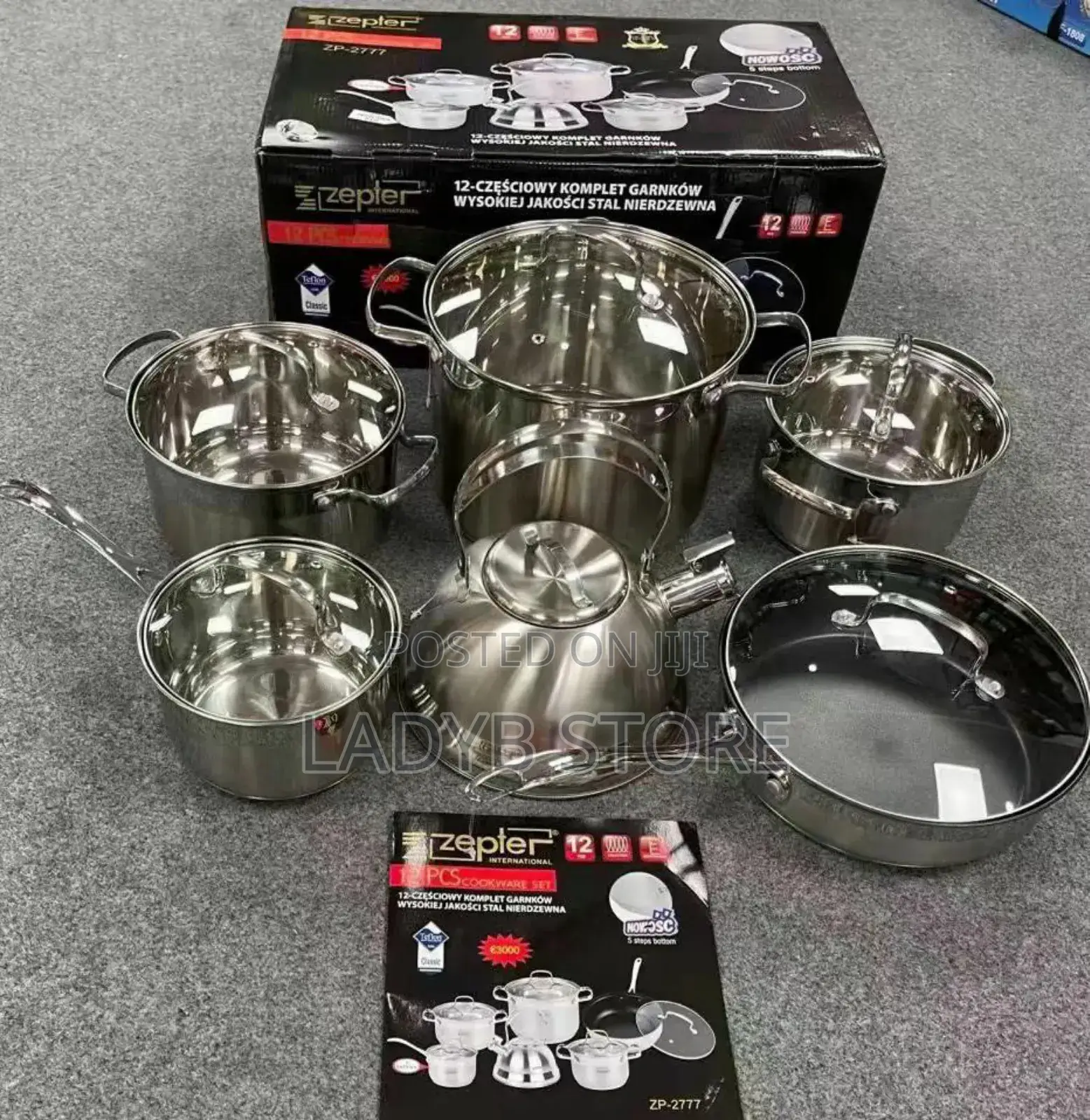 12pcs Stainless Steel Pot Set With Kettle