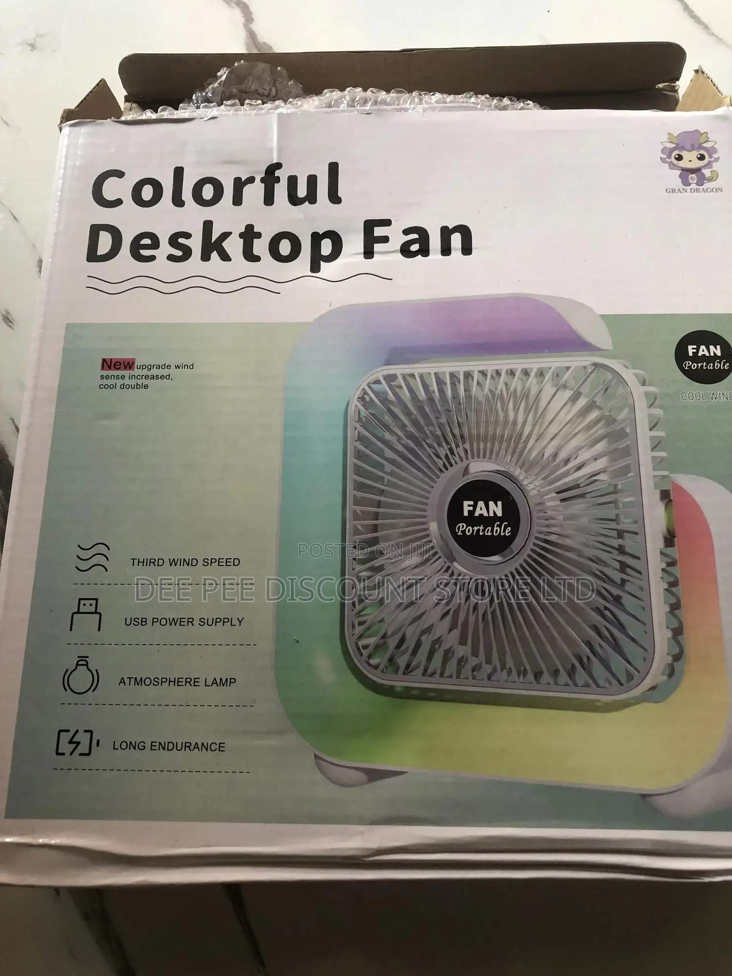 Colourful G Shape Rechargeable Fan