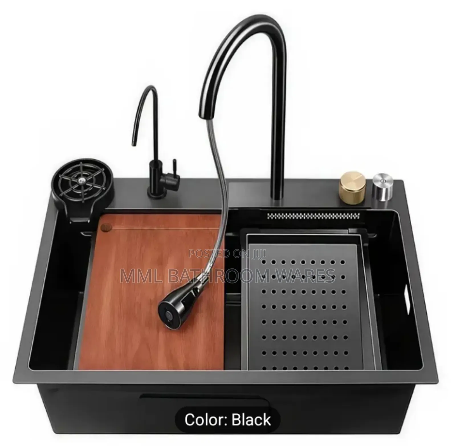 Black Waterfall Modern Kitchen Sinks
