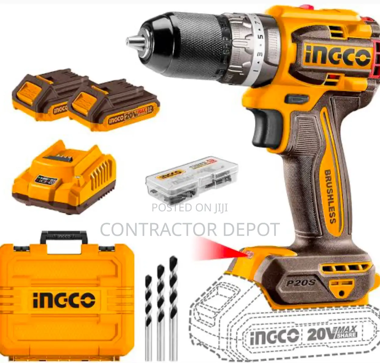 Compact Brushless Cordless Impact Drill Ingco 13mm