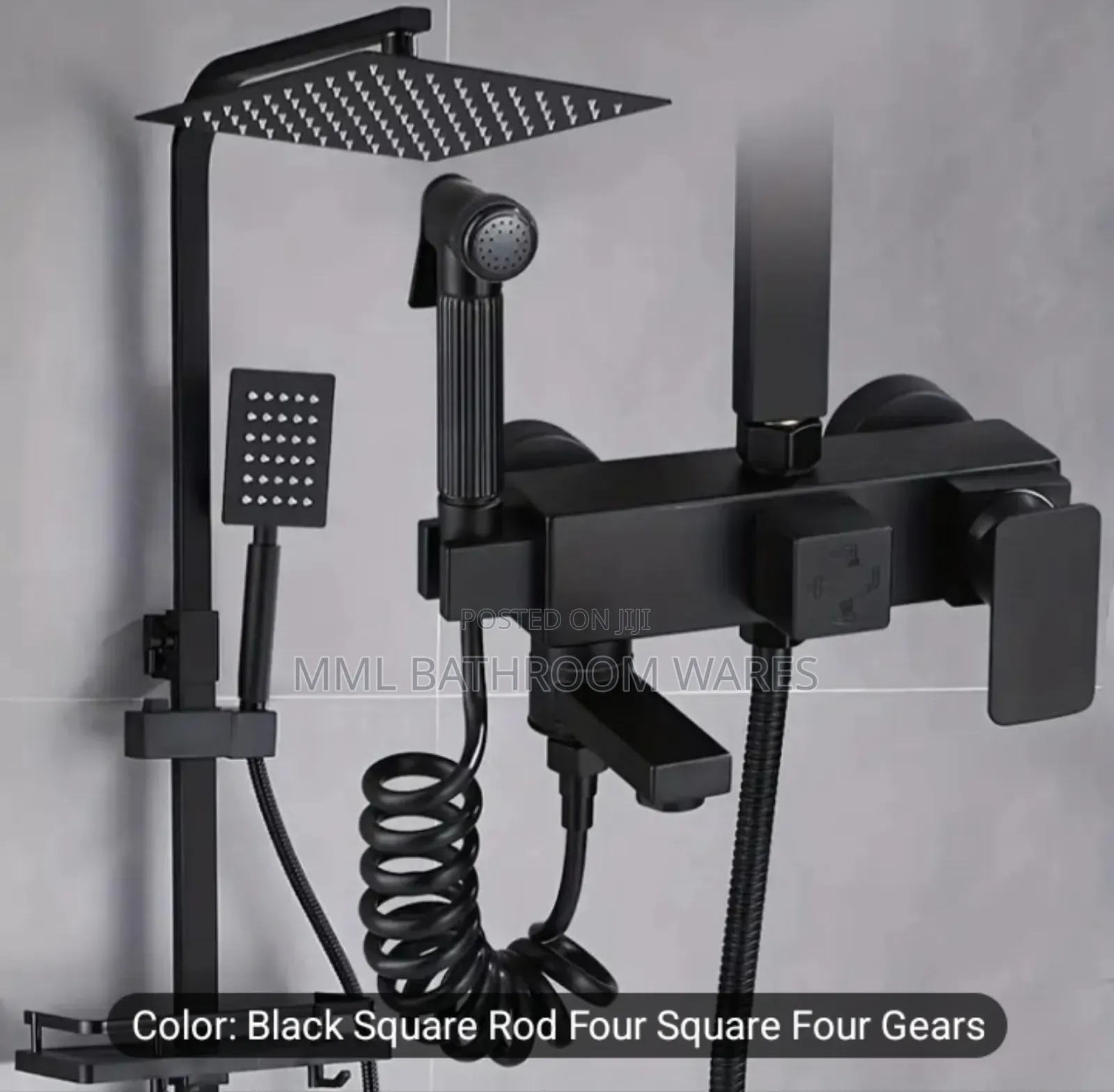 Black Bathroom Shower and Handheld Showers