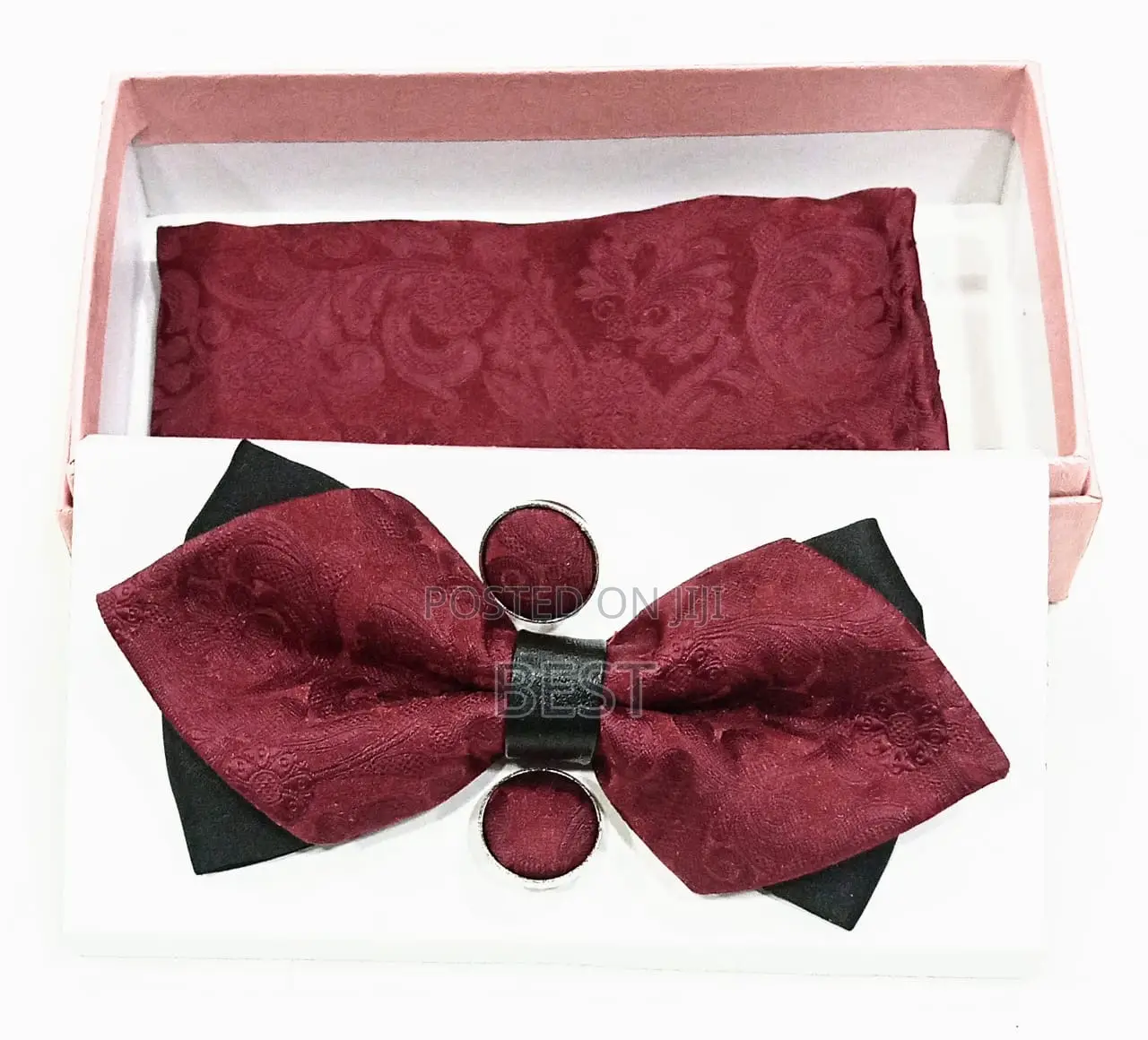 V-Shape Classic Bow Ties Set With Cufflinks Hanky for Men