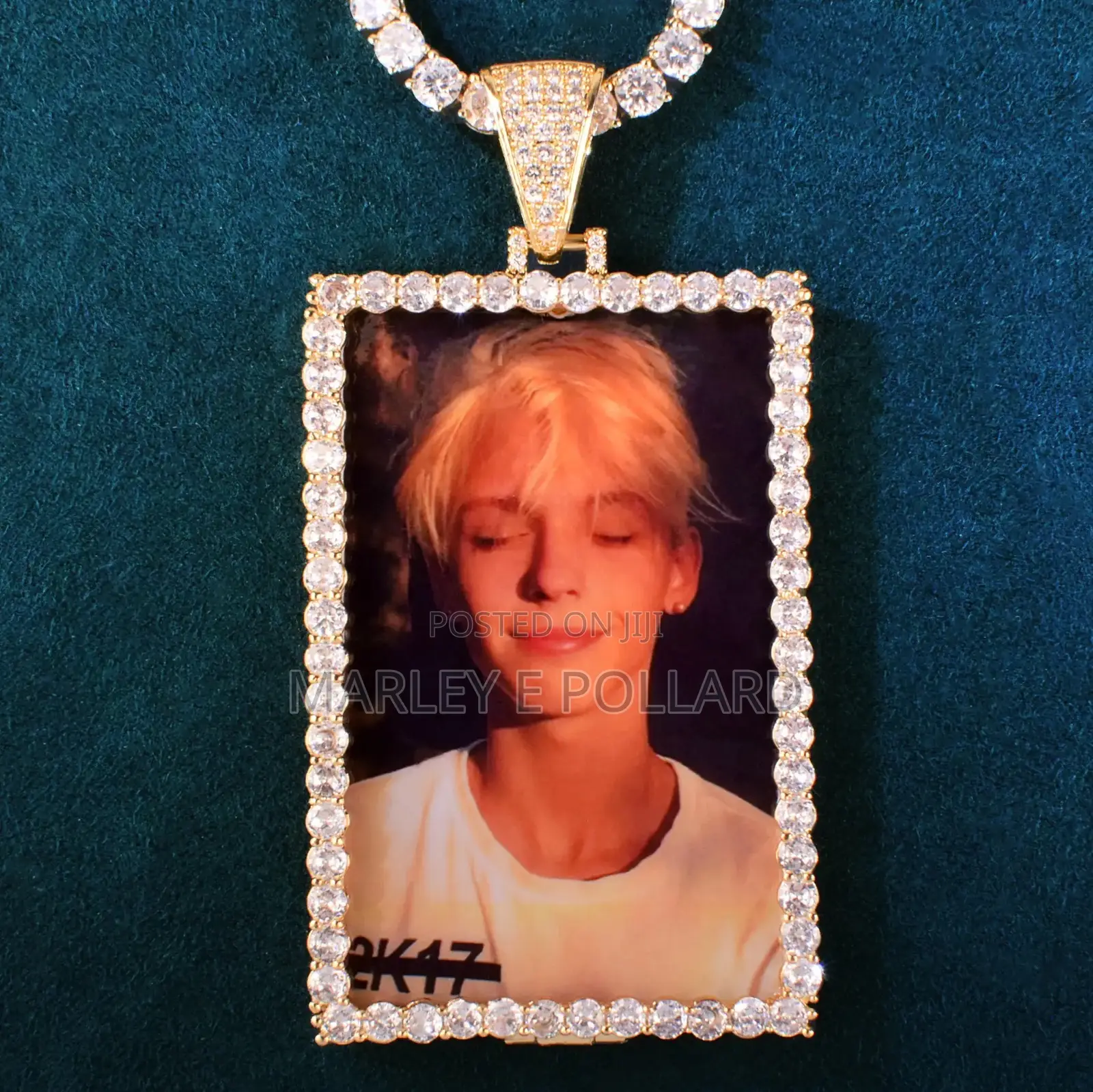 Gold Silver Square Picture Customize Necklace Chain Pendant