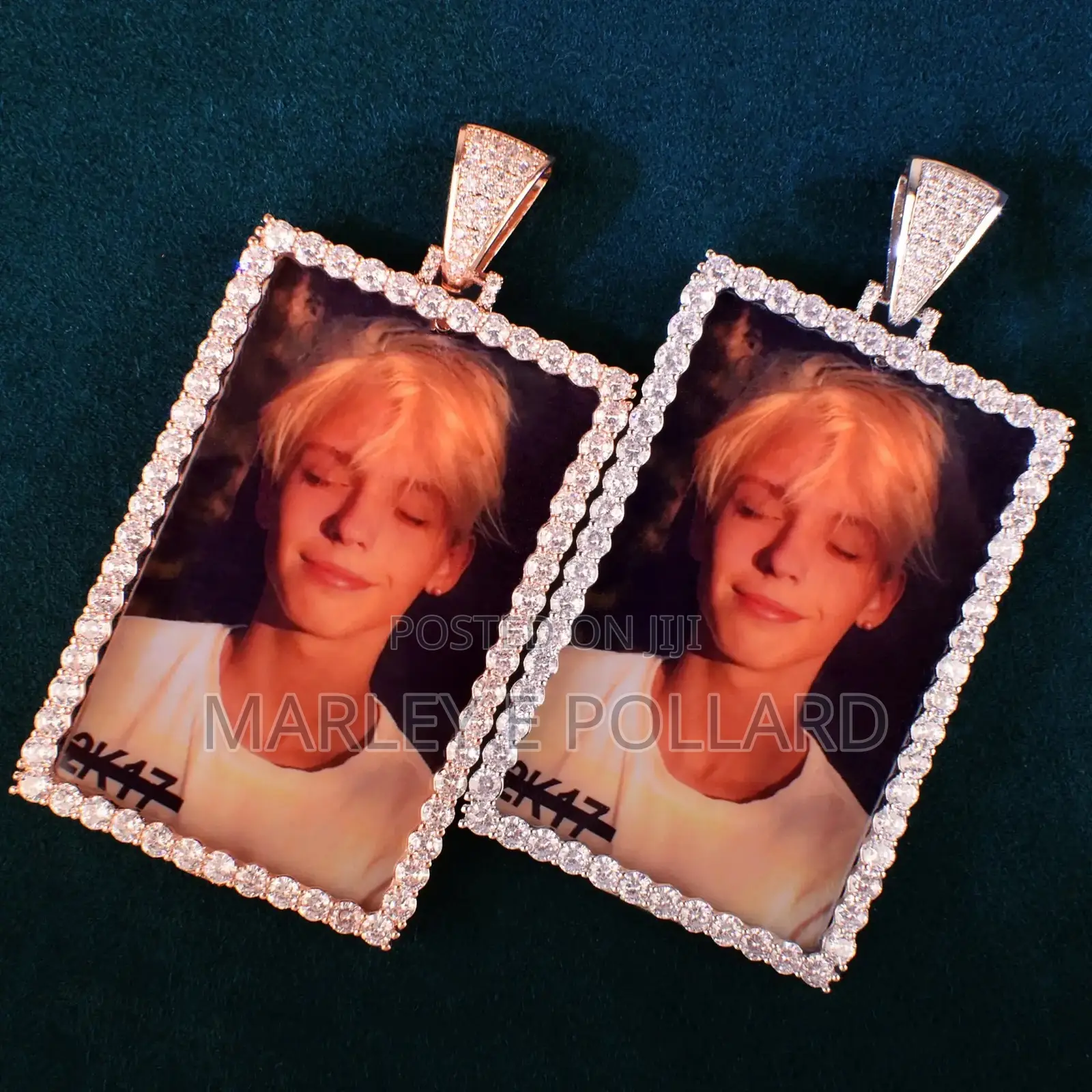 Gold Silver Square Picture Customize Necklace Chain Pendant