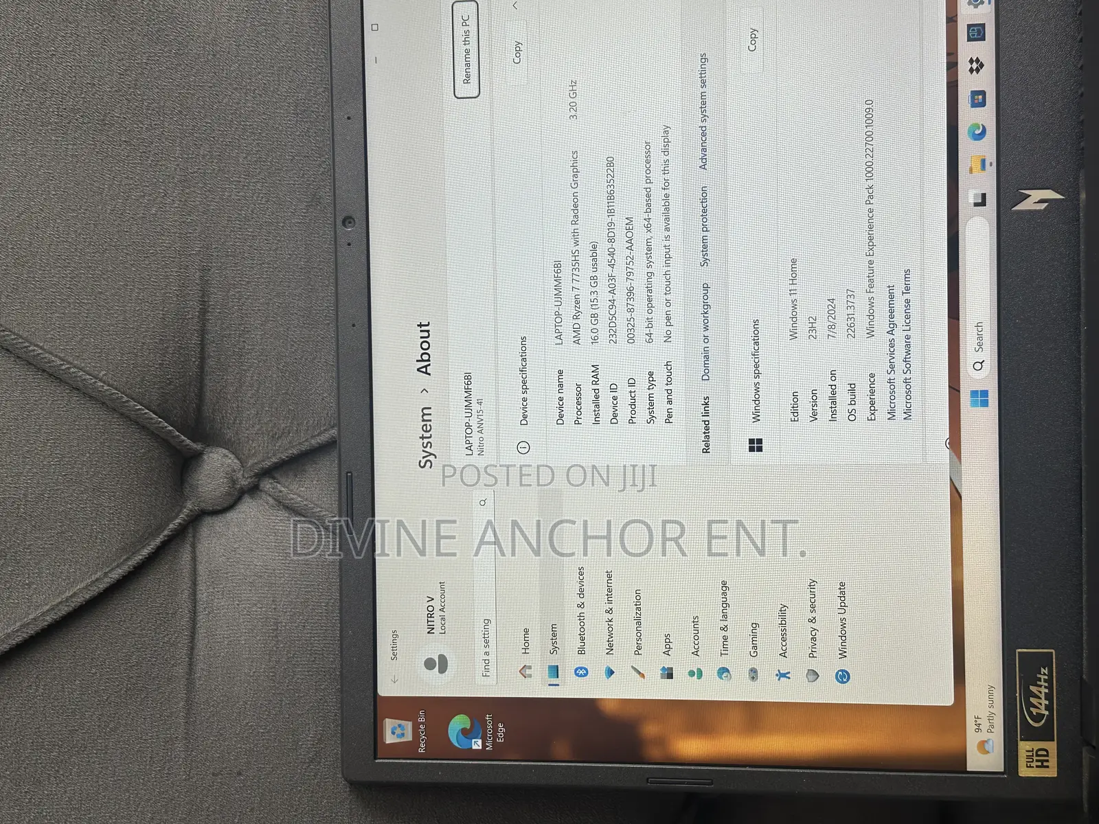 Laptop Acer Nitro 5 16GB AMD Ryzen 7 SSD 1T