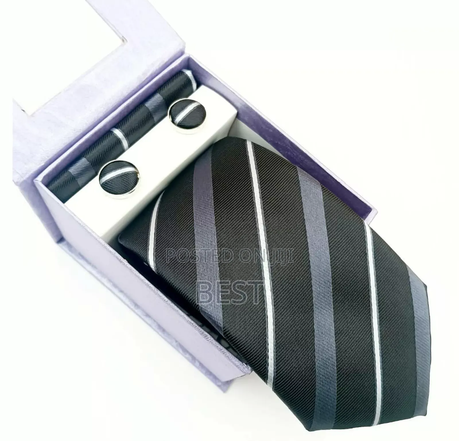 Italian Complete Set of Ties With Cufflinks Pocket Square