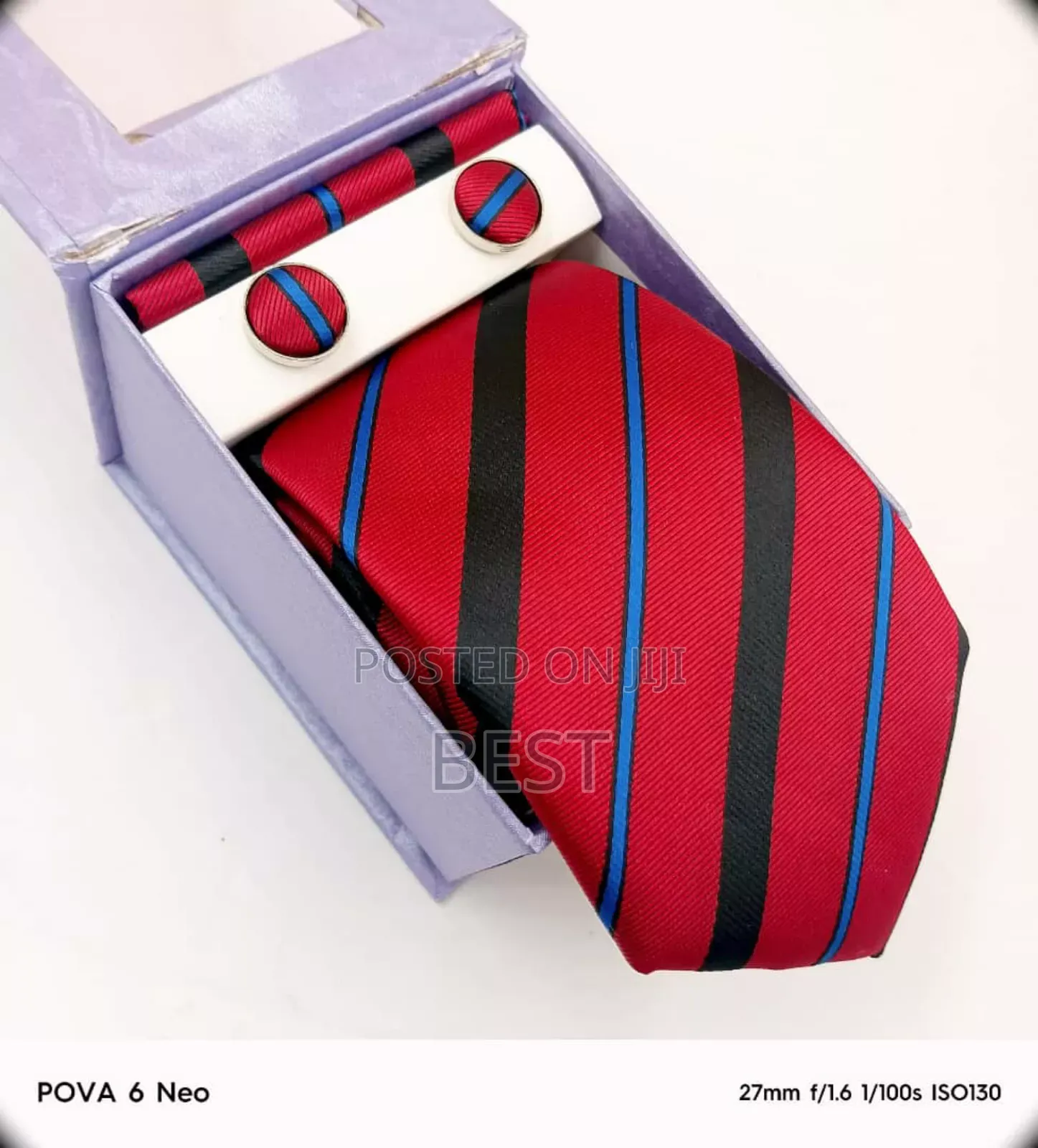 Italian Complete Set of Ties With Cufflinks Pocket Square