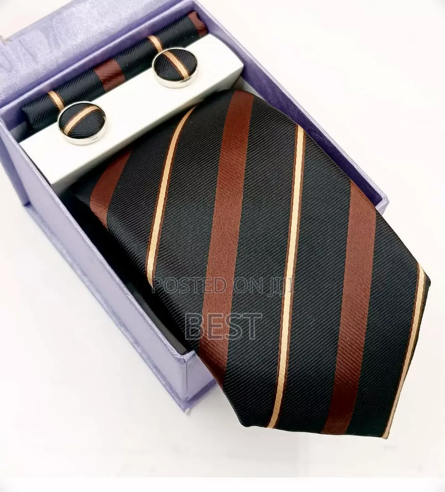 Italian Complete Set of Ties With Cufflinks Pocket Square