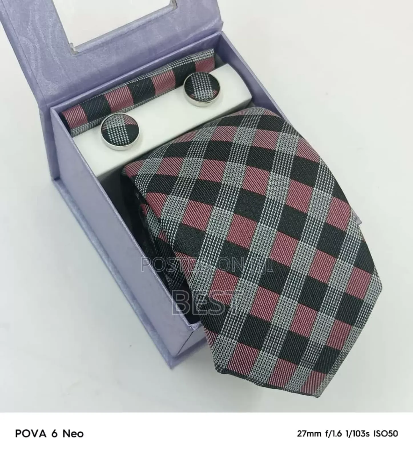 Italian Complete Set of Ties With Cufflinks Pocket Square