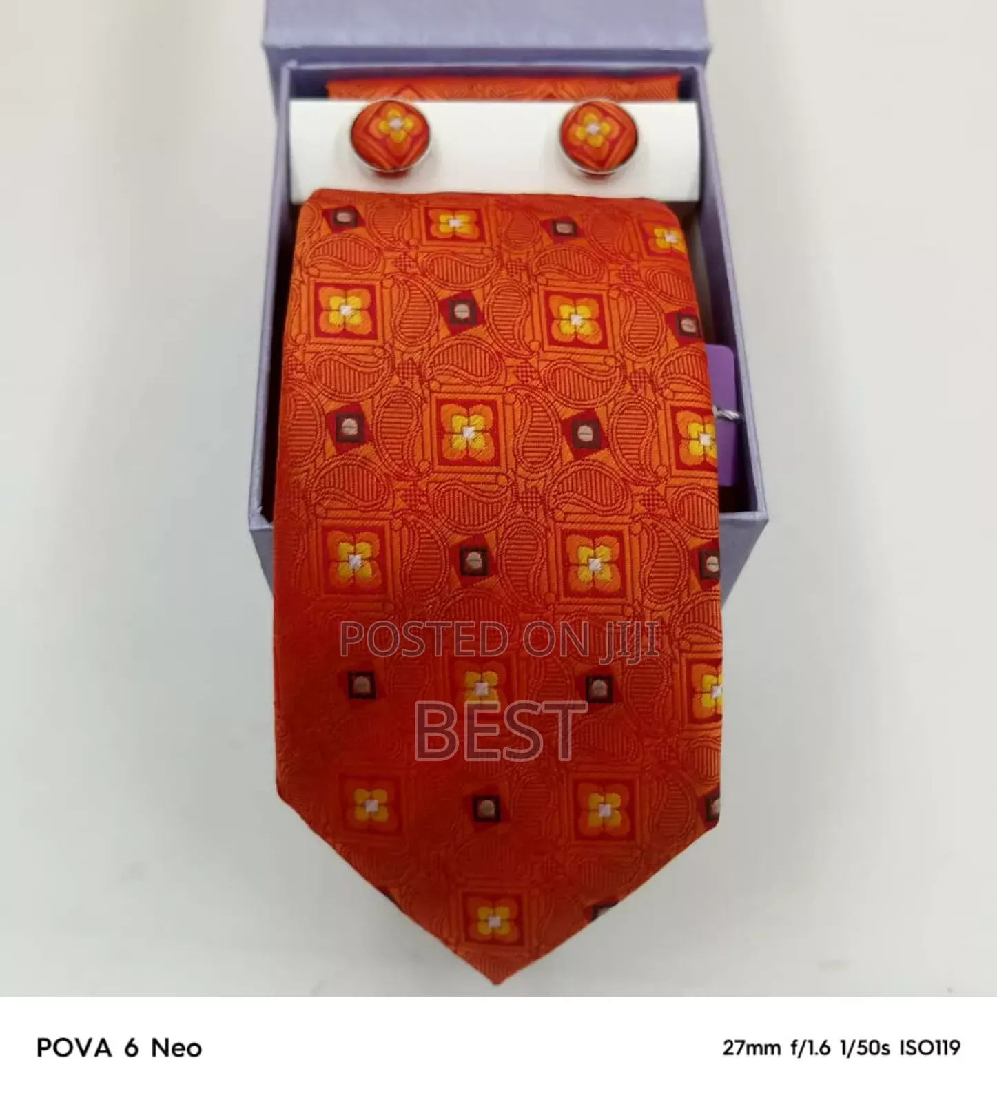 Italian Complete Set of Ties With Cufflinks Pocket Square