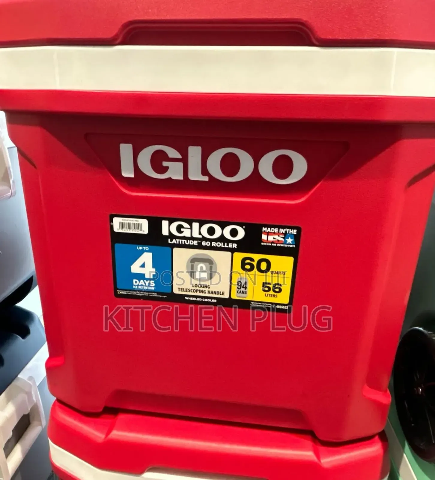 Igloo Cooler - 60qt With Wheels 『 56 Litres, 94 Cans, 』