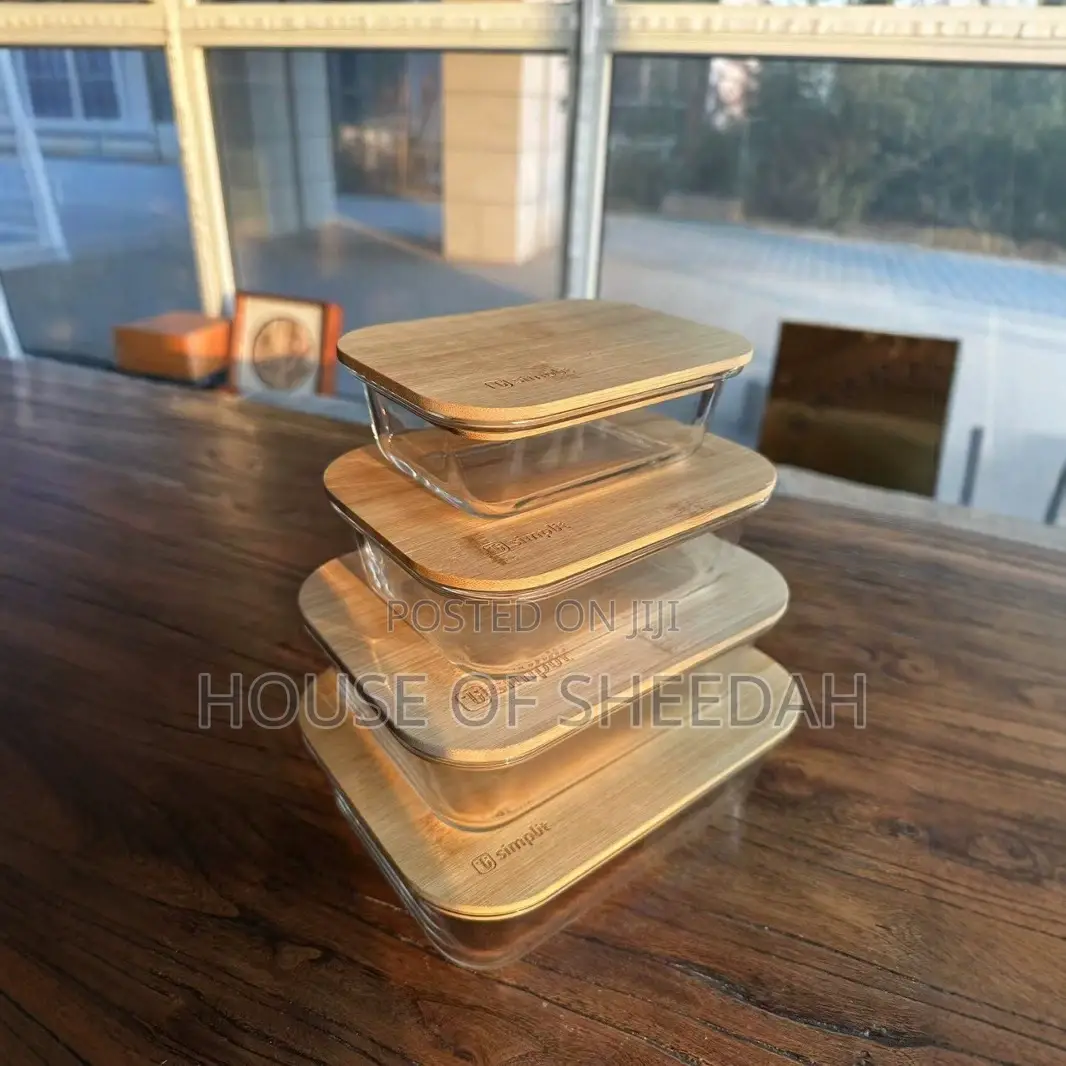 4 in 1 Lock Fresh Glass Bowl With Bamboo Lid