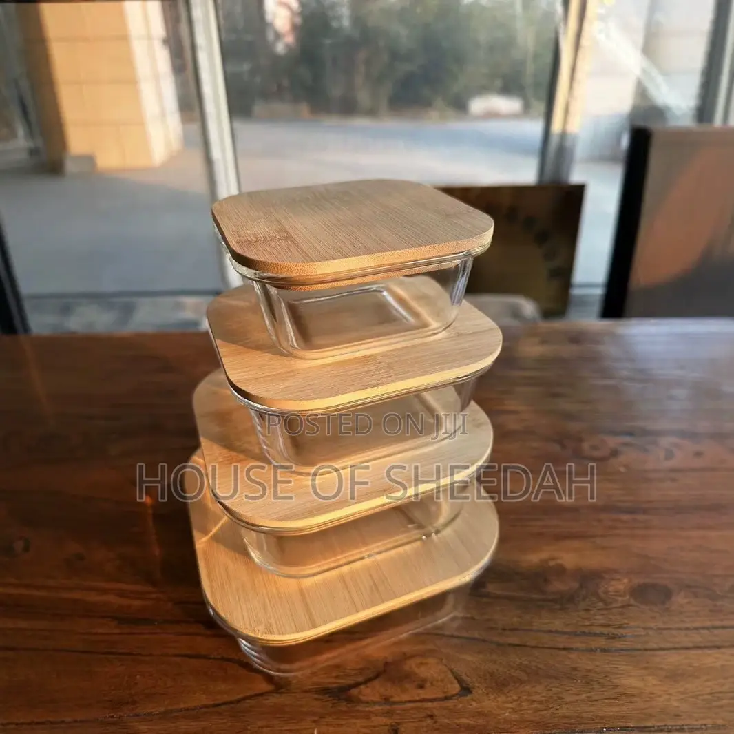 4 in 1 Lock Fresh Glass Bowl With Bamboo Lid