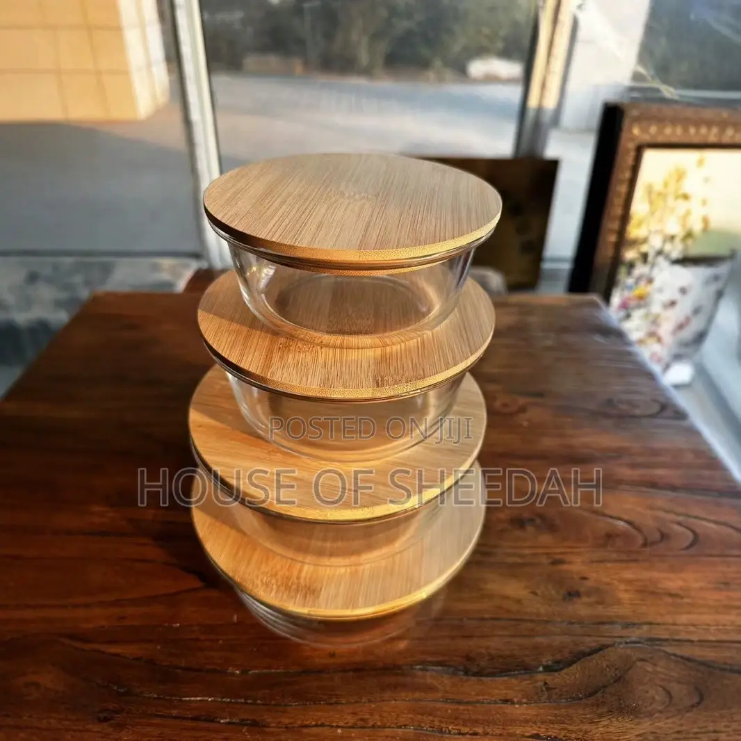 4 in 1 Lock Fresh Glass Bowl With Bamboo Lid