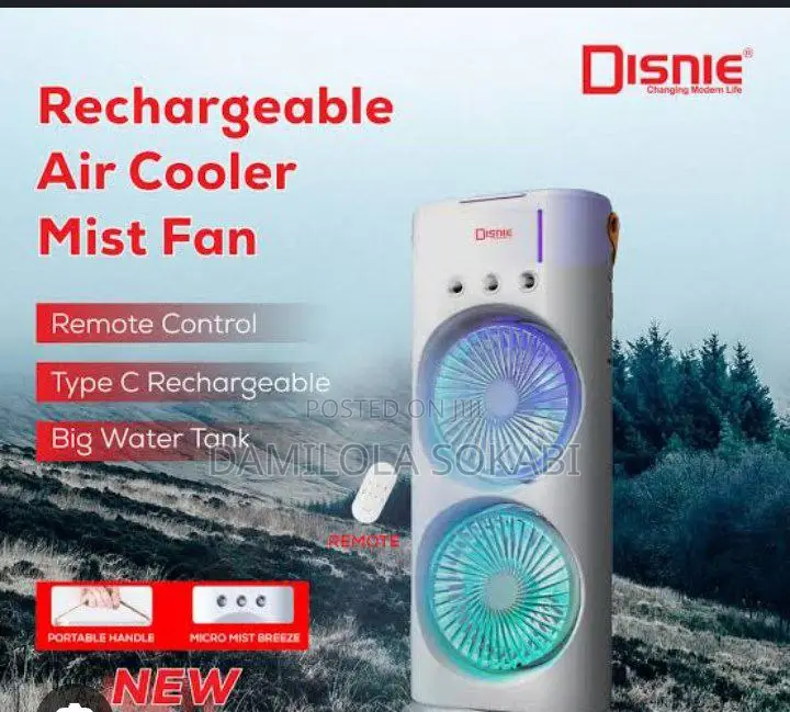 Double Head Rechargeable Fan With Cooling System