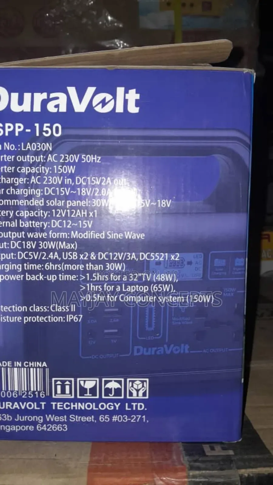 Duravolt 150w Solar Generator+50w Solar Panel for Tv/Laptop/Fan
