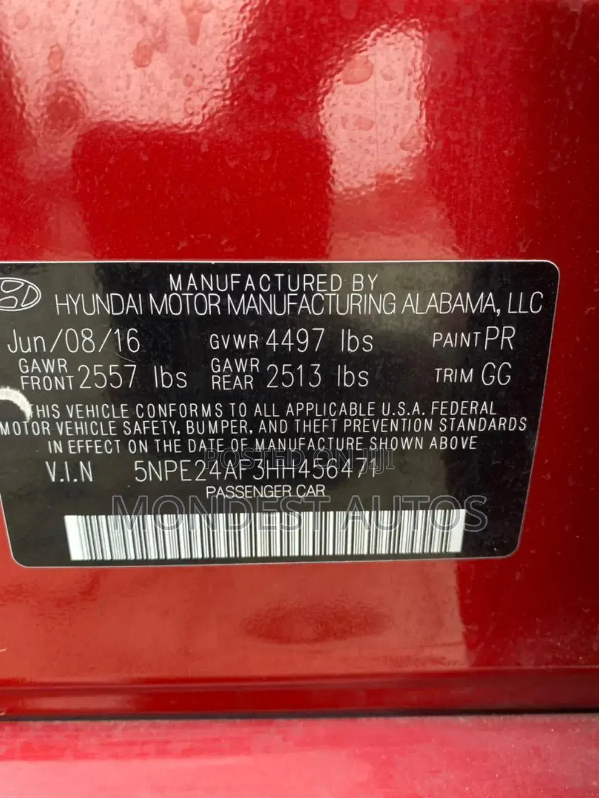 Hyundai Sonata Sport Sedan FWD (2.4L 4cyl 6A) 2017 Red