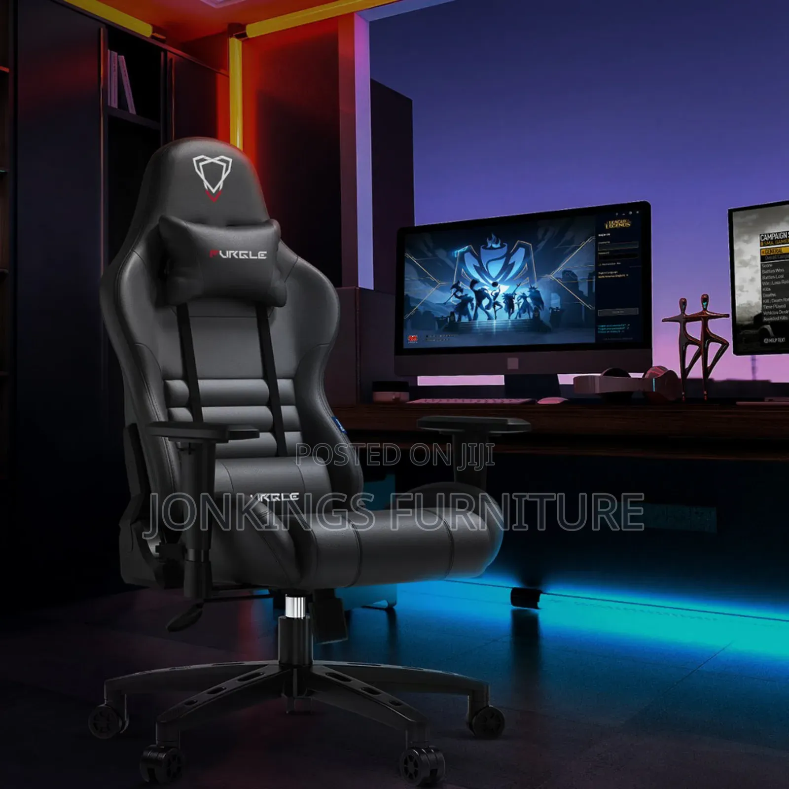 Furgle Ergonomic Leather Chair With Foot Rest
