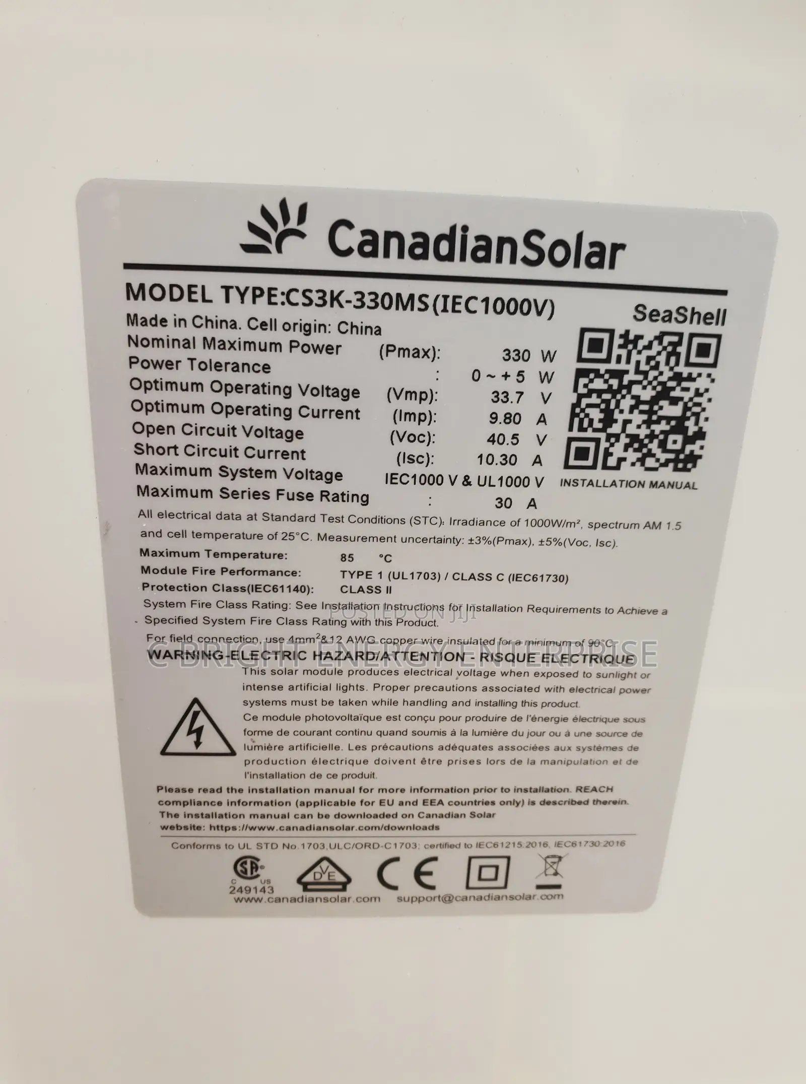 330watts Canadian Solar Panels