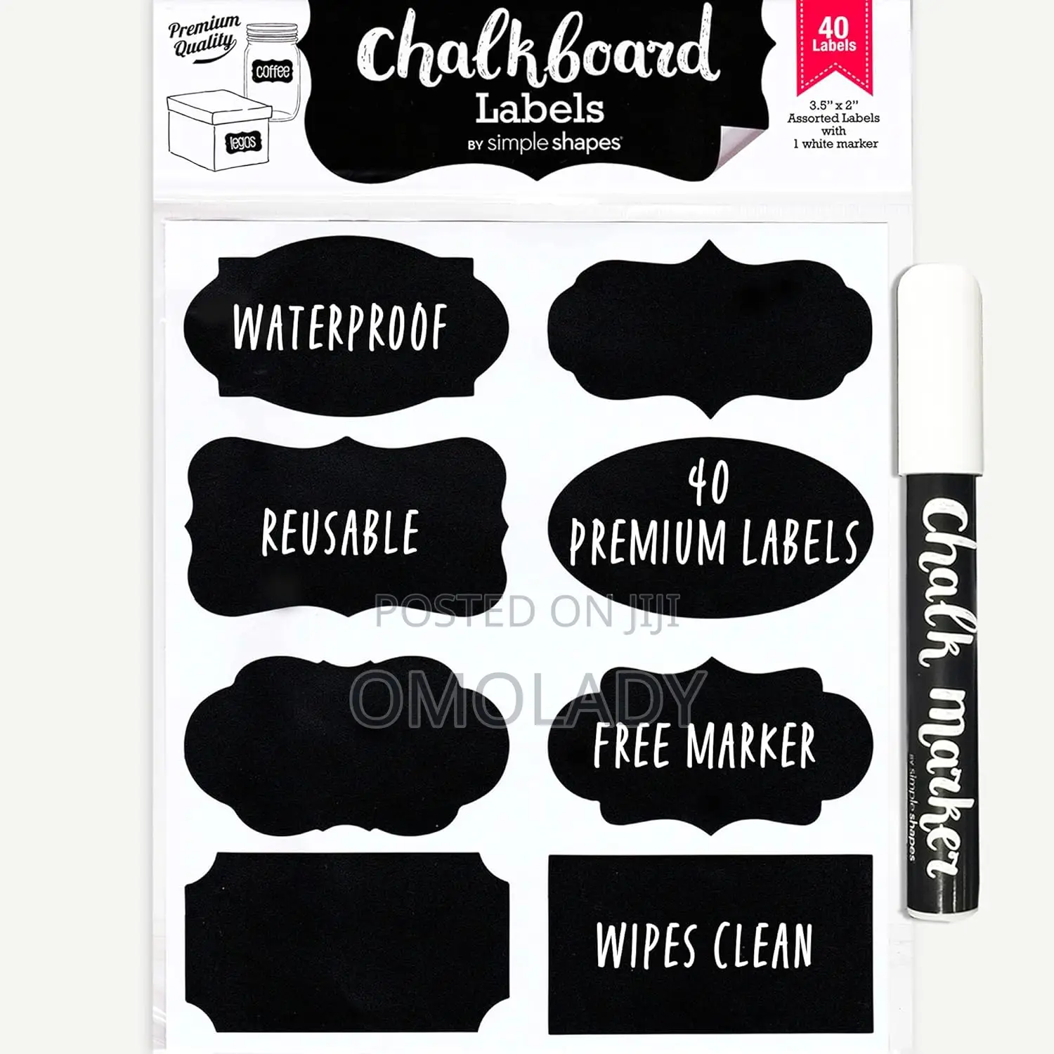 Chalk Label Stickers With Pen (24pieces)