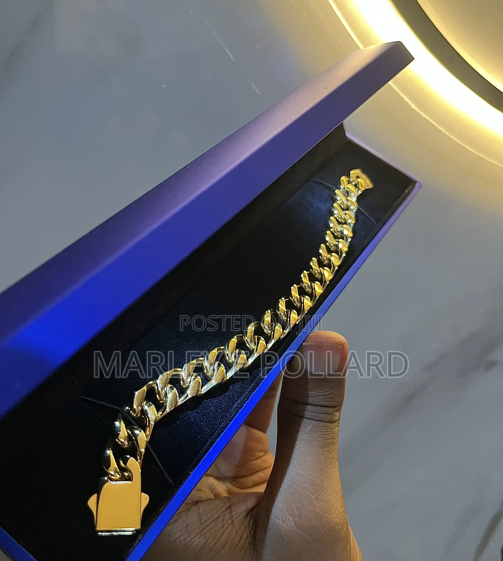 Stainless Steel 18kt Plated Cuban Link Hand Chain Bracelet