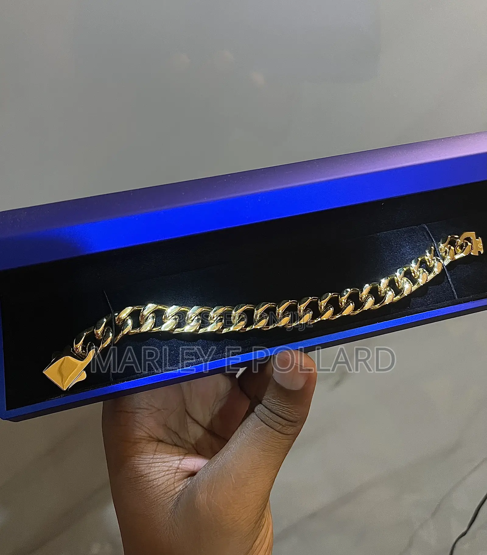 Stainless Steel 18kt Plated Cuban Link Hand Chain Bracelet