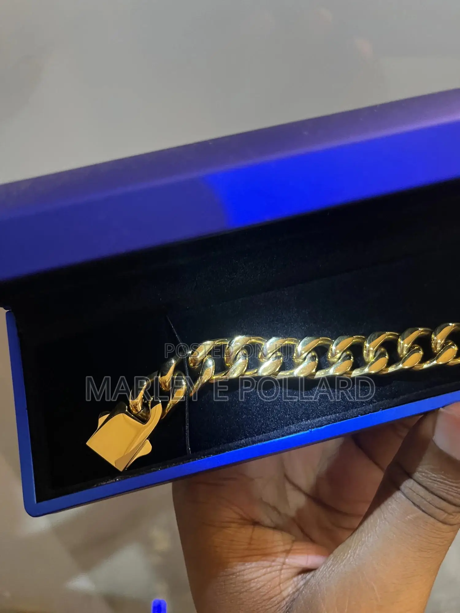 Stainless Steel 18kt Plated Cuban Link Hand Chain Bracelet