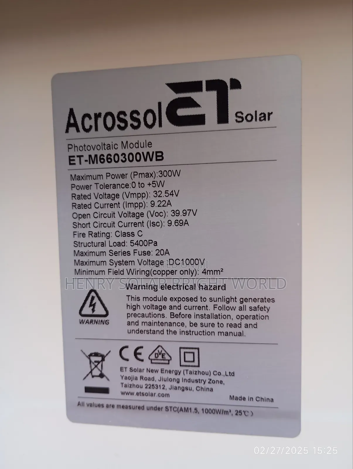 300w Solar Panel Mono (Tokunbo)