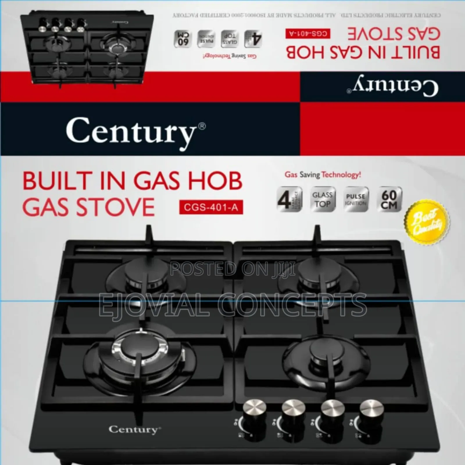 Century 4 Burner Built in Gas Cooker Hob CGS-401a 60cm
