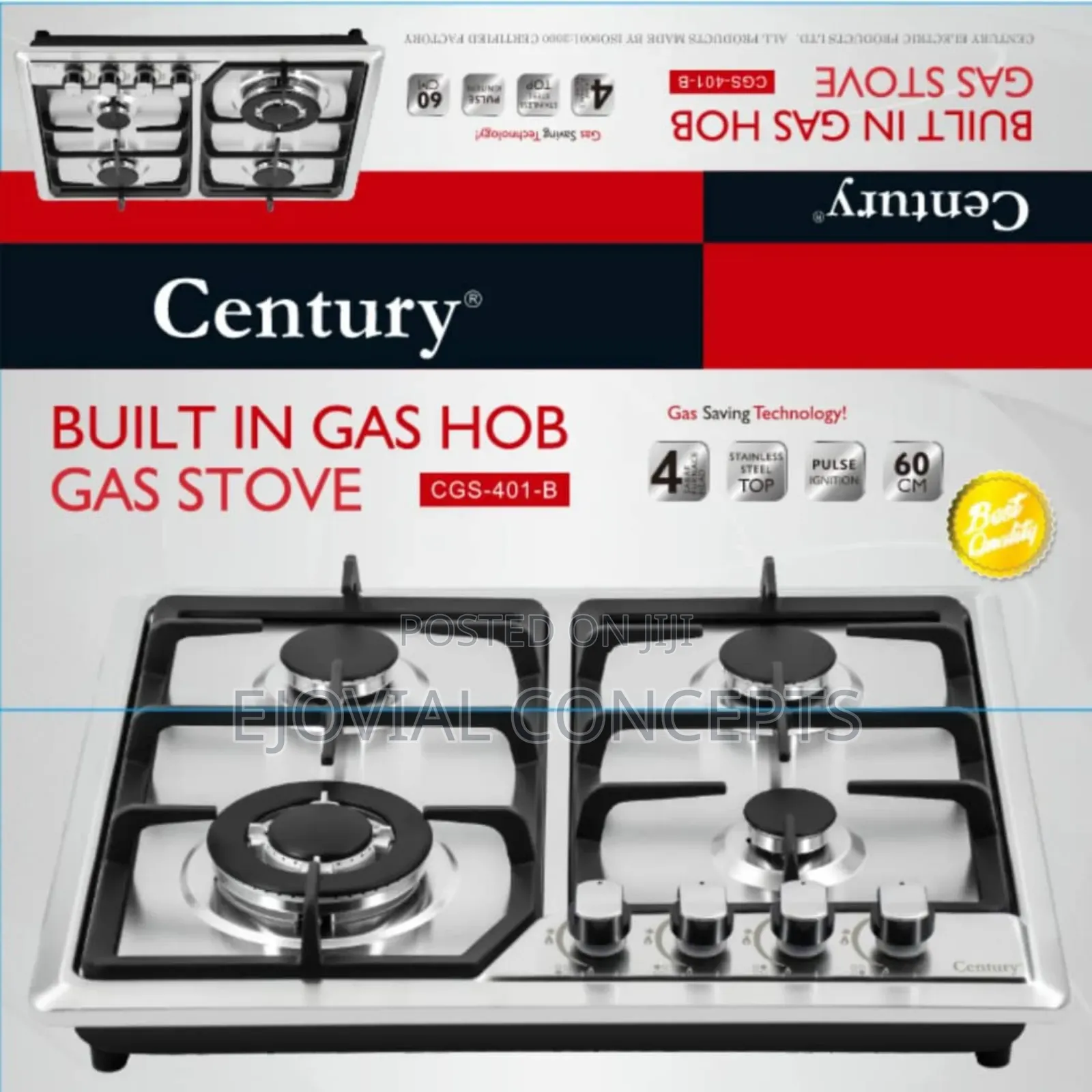 Century 4 Burner Built in Gas Cooker Hob CGS-401b 60cm