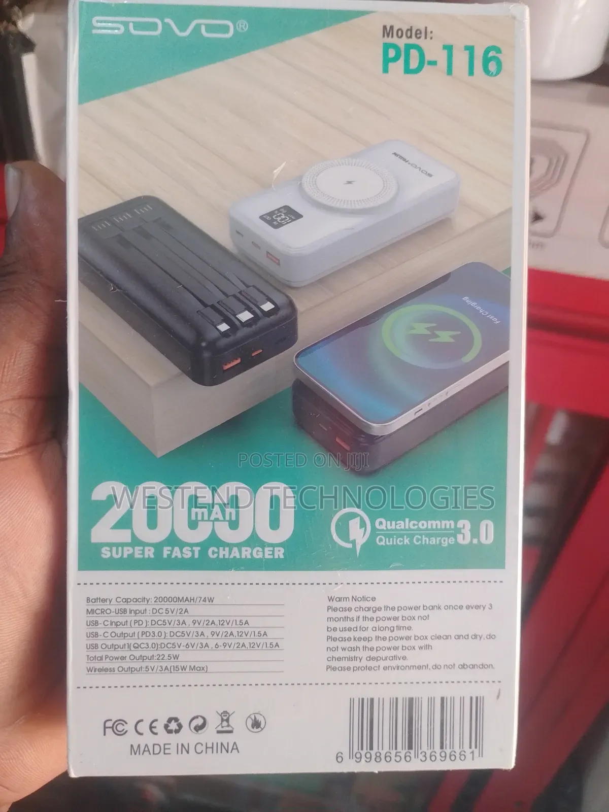 20,000mah Wireless Charging Power Bank 22.5watts Pd