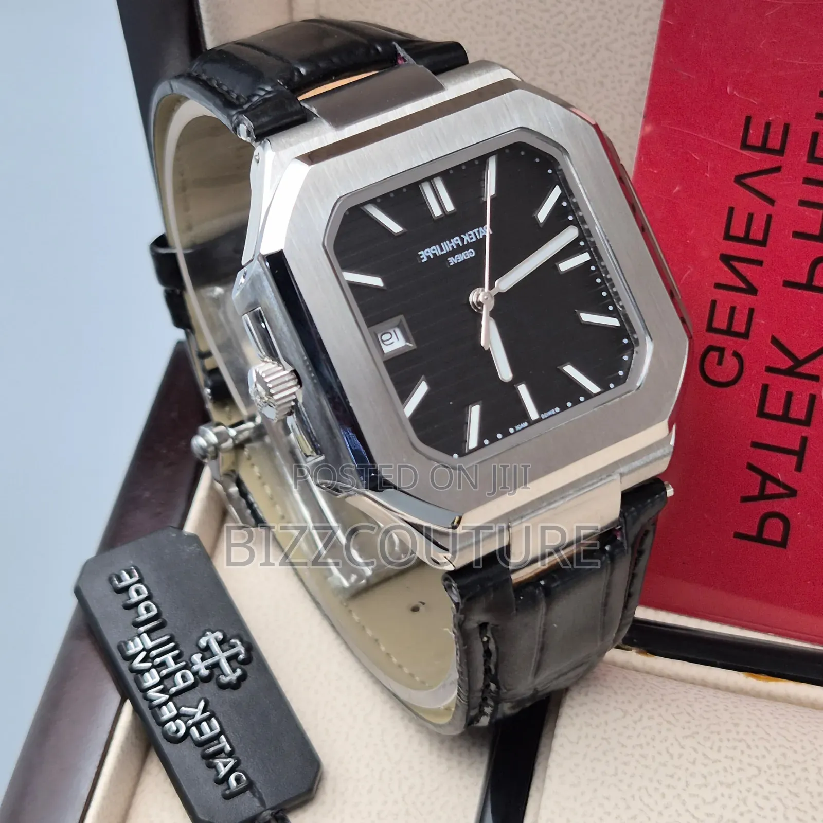 Original Patek Philippe Gevene Black Leather Strap Watch